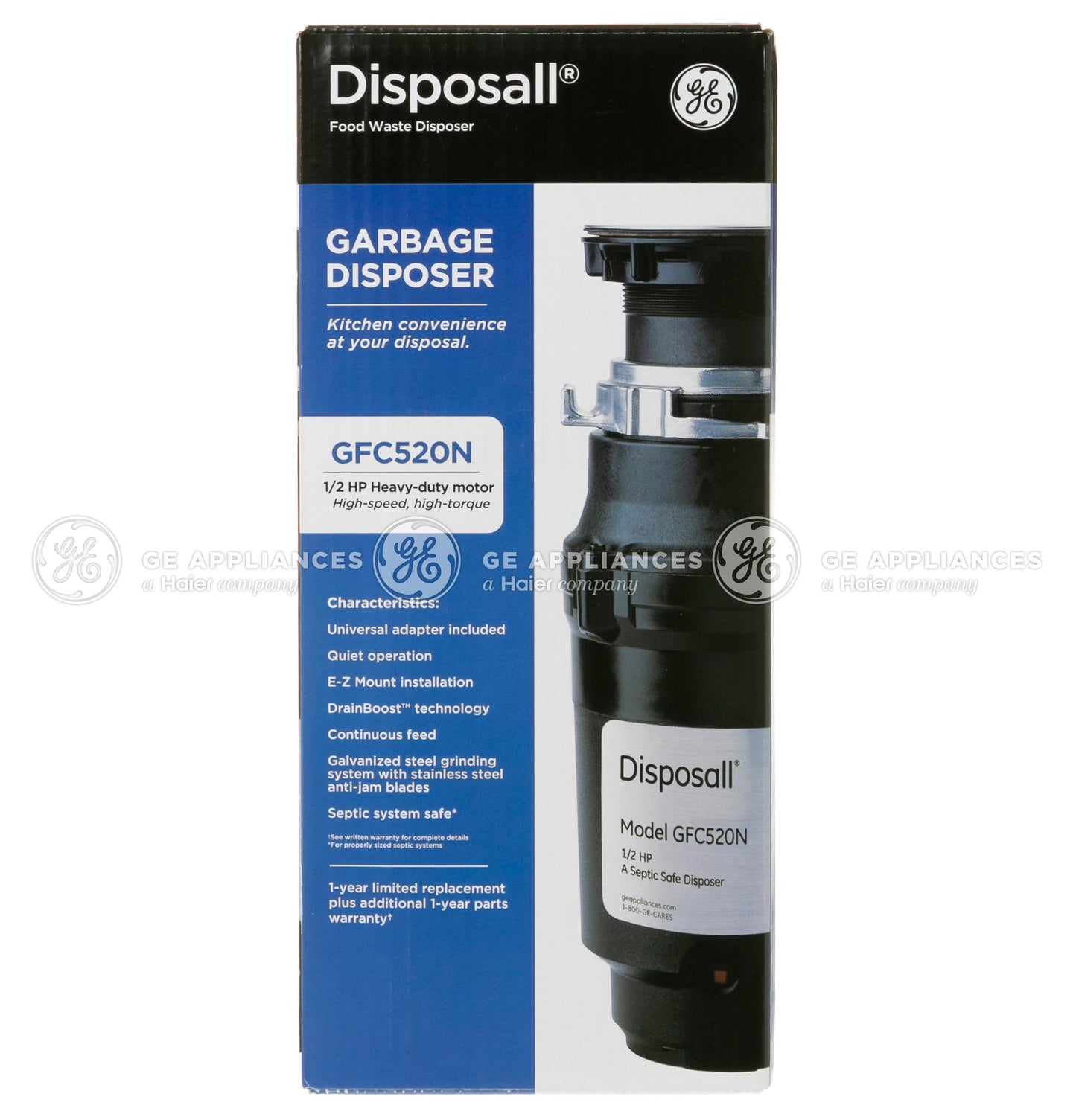 GFC520N GE DISPOSALL® 1/2 HP Continuous Feed Garbage Disposer - Non-Corded
