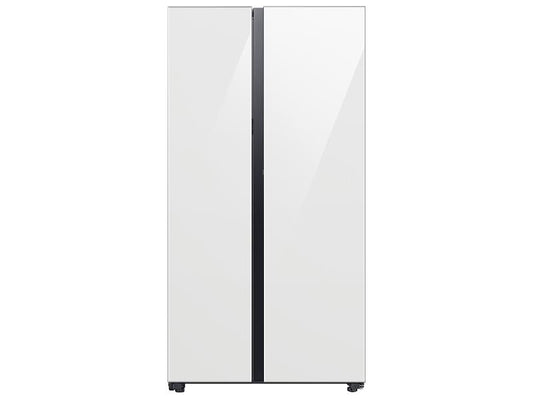 Samsung RS28CB760012AA Bespoke Side-by-Side 28 cu. ft. Refrigerator with Beverage Center™ in White Glass
