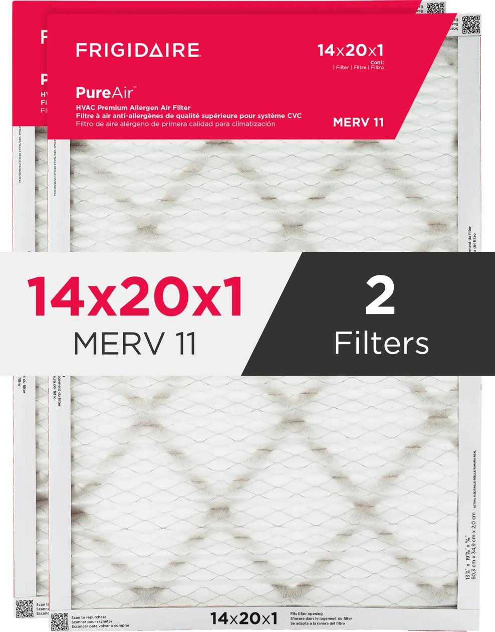 Frigidaire HVAC1420112 PureAir® 14" x 20" x 1" MERV 11 Premium Allergen Air Filter - 2 Pack