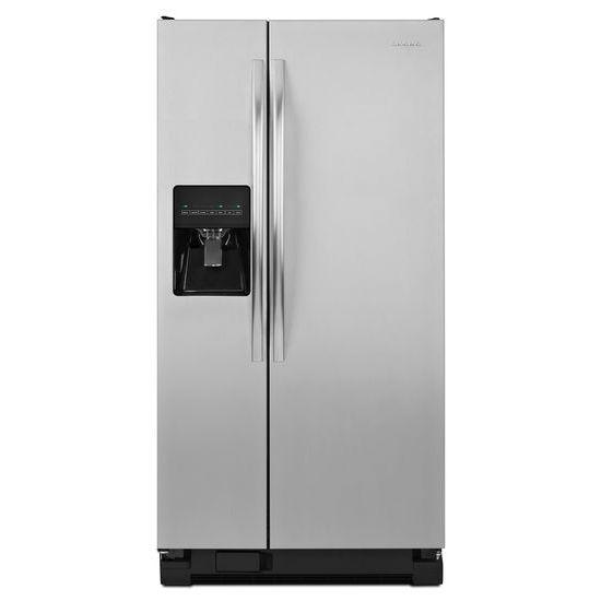 Amana® 32-inch Wide Amana® Side-by-Side Refrigerator with Adjustable Door Bins -- 21 cu. ft. Capacity - Black-on-Stainless