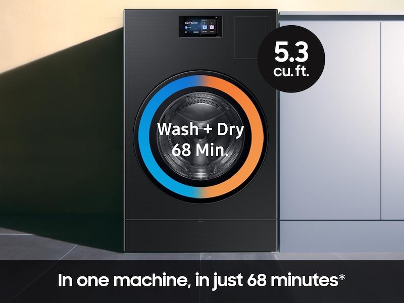Samsung WD90F53AVB 5.3 cu. ft. Bespoke AI Laundry Vented Combo™ All-in-One Ultra Capacity Washer and Electric Dryer with AI Home in Brushed Black