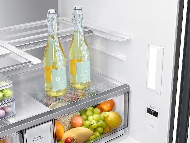 Samsung Bespoke 4-Door Flex™ Refrigerator (29 cu. ft.) with Family Hub™ in Charcoal Glass Top and Stainless Steel Bottom Panels