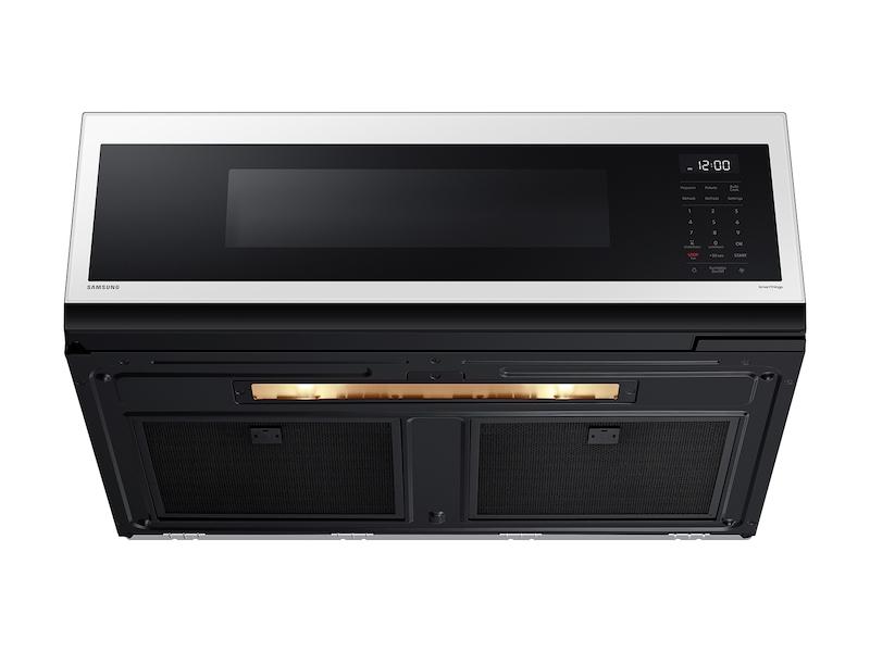 Samsung ME11CB751012AA 1.1 cu. ft. Bespoke Smart SLIM Over-the-Range Microwave with 400 CFM Hood Ventilation, Wi-Fi & Voice Control in White Glass