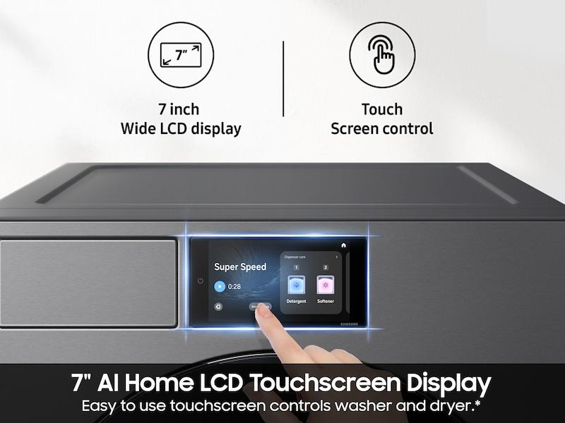 Samsung WF90F53ADS 5.3 cu. ft. Bespoke AI Ultra Capacity Front Load Washer with AI Home and AI OptiWash+ in Dark Steel