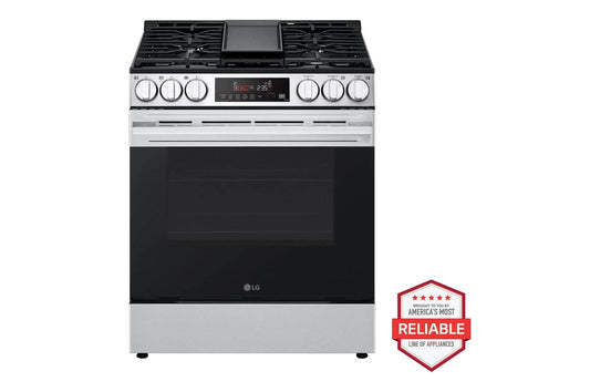 Lg LSGL5833X 5.8 cu.ft. Smart Gas Single Oven Slide-in Range, Air Fry, Fan Convection, EasyClean®, Self Clean, ThinQ®, Printproof® Stainless Steel - New Handle