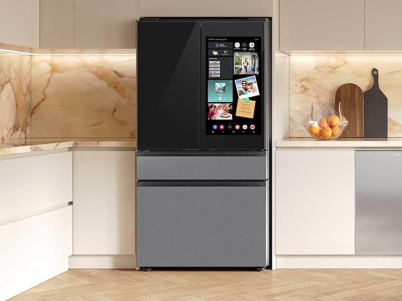 Samsung RF90F23AECR Bespoke 23 cu. ft. Counter Depth 4-Door French Door Refrigerator with AI Family Hub™+ & AI Vision Inside™ in Charcoal Glass and Stainless Steel
