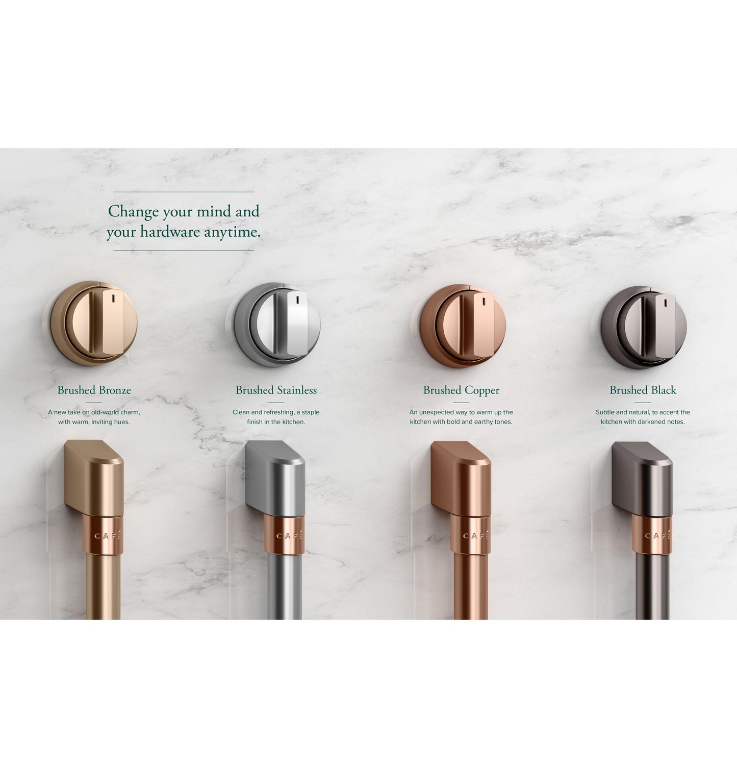 Cafe CXPR8HKPMCU CAF(EBACK)™ 48" Brushed Copper Handle & Knob Set for Pro Range and Rangetop