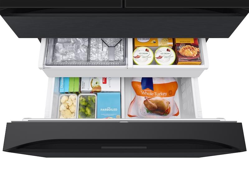 Samsung RF90F29AECE Bespoke 29 cu. ft. 4-Door French Door Refrigerator with AI Family Hub™+ & AI Vision Inside™ in Charcoal Glass and Black/Charcoal