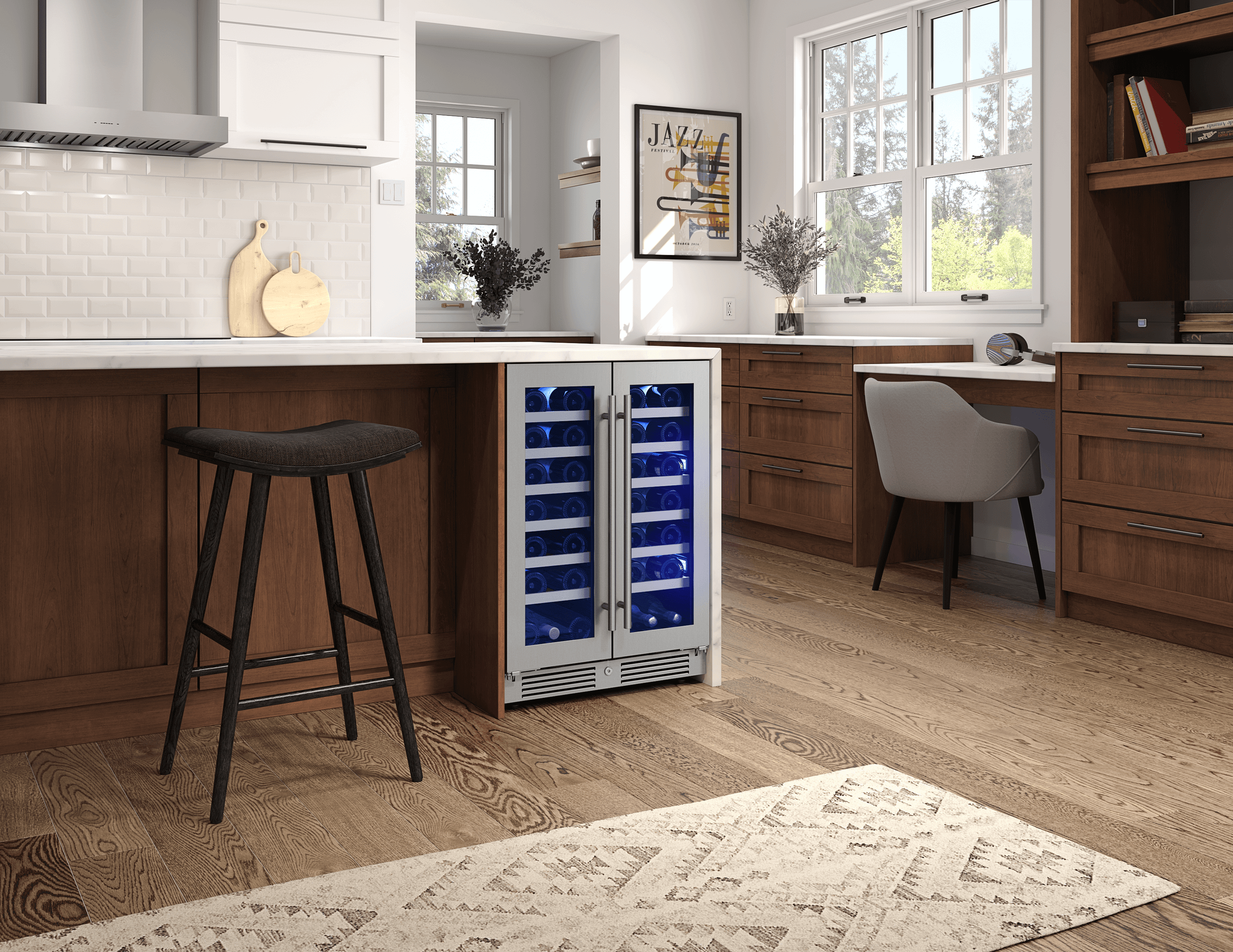 Zephyr PRW24C32CG Presrv Wine Cooler, 24in UC, SS+Gls, Fr Door, 2Z