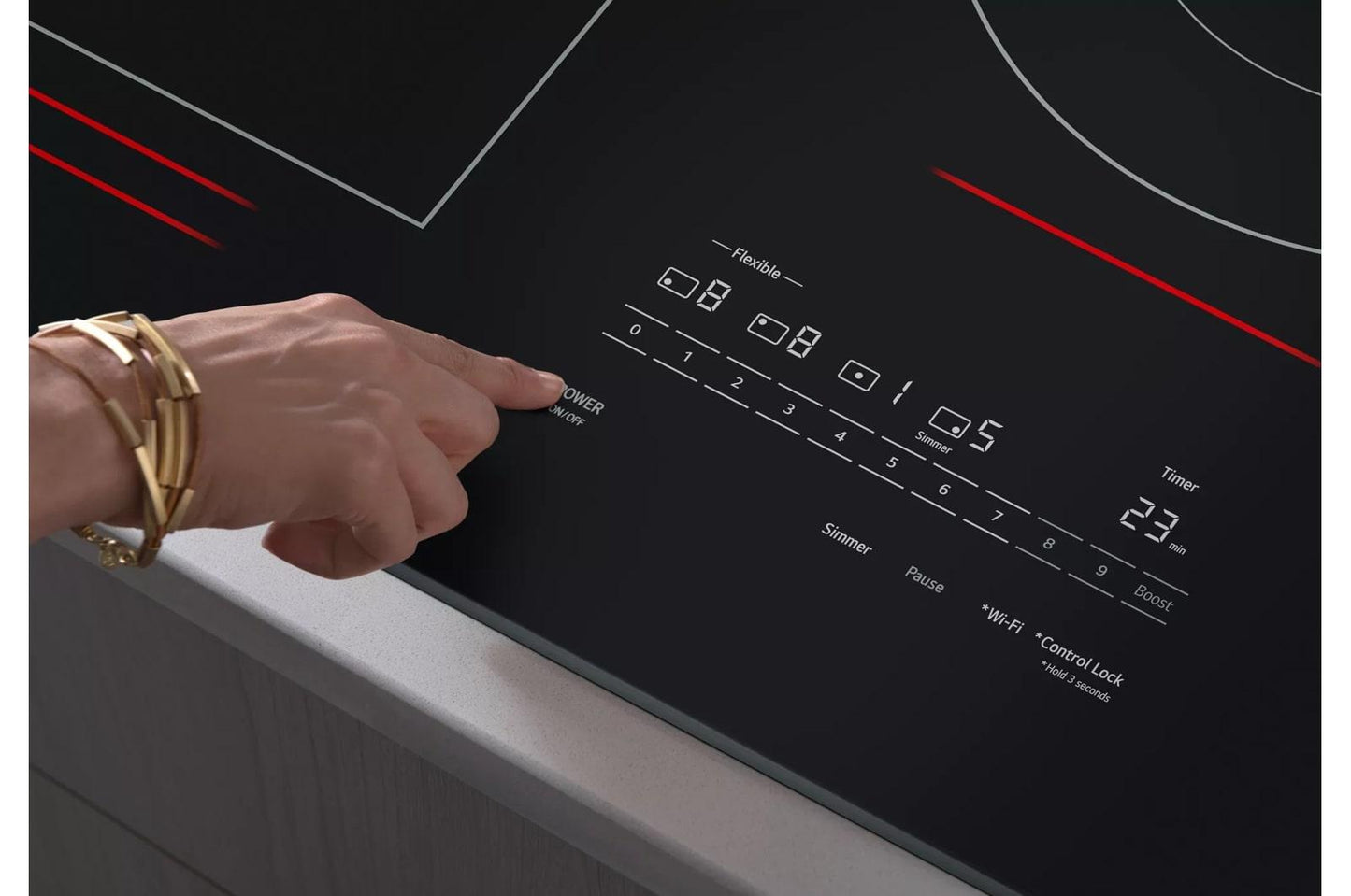 Lg CBIH3017BE 30" Induction Cooktop, 4 Elements, White Backlit, Red Bar, Bridge, ThinQ®