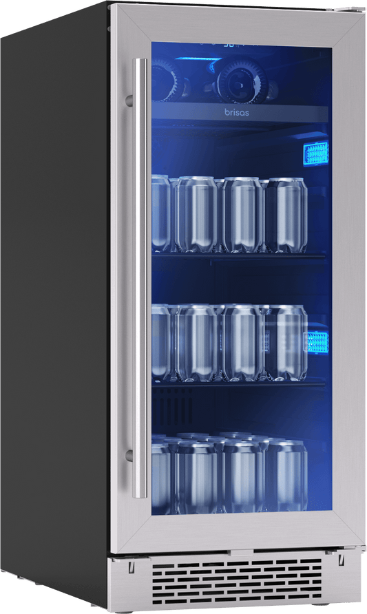 Zephyr BBV15C01AG Brisas Bev Cooler, 15in UC, SS+Gls, Rvs, 1Z