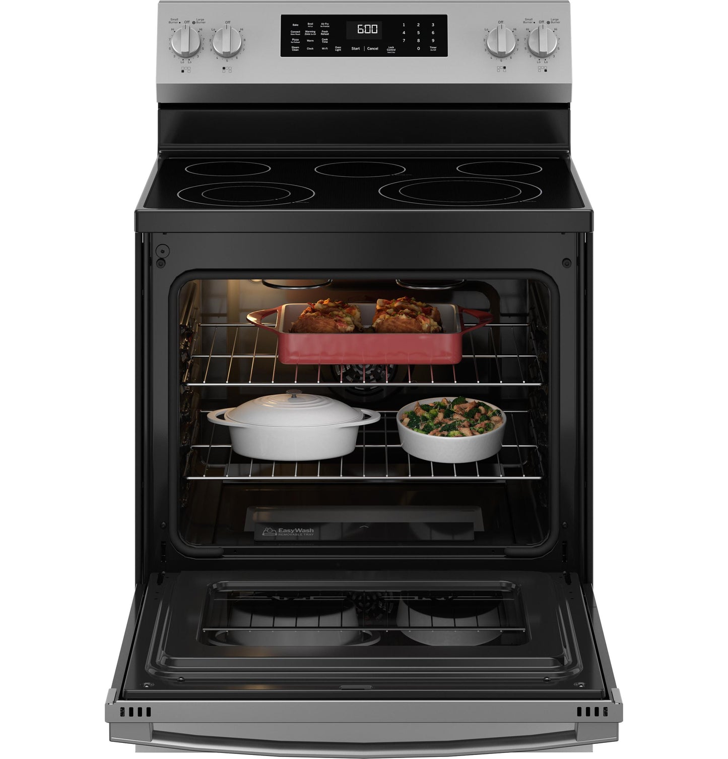 GRF600AVSS GE® ENERGY STAR® 30" Free-Standing Electric Convection Range with No Preheat Air Fry and EasyWash™ Oven Tray