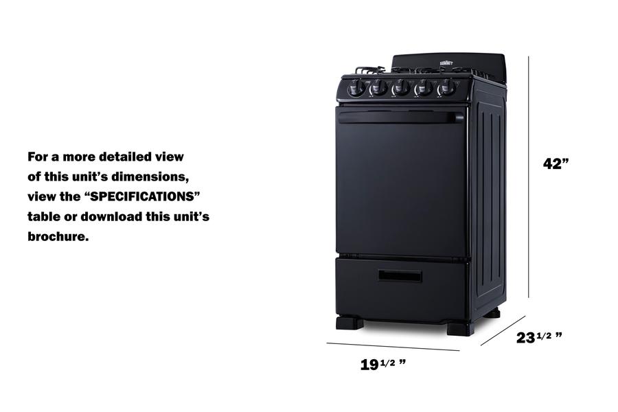 Summit RG201B 20" Wide Gas Range