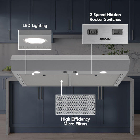 Broan MTR1363SS Mantra 36-Inch 350 MAX Blower CFM 1.5 Sones Stainless Steel Range Hood