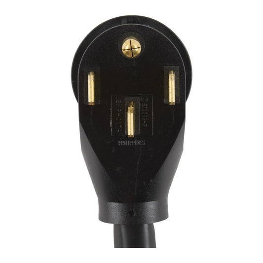 Whirlpool PT500 4' Electric Range Power Cord, rated 50 A, 4-wire with ring terminal connectors, and right-angle 4-prong plug