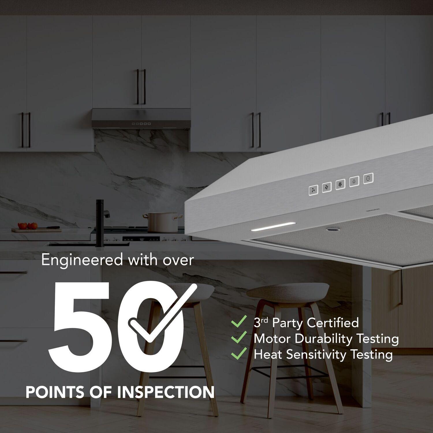 Broan GLA2363SS Glacier 36-Inch 350 MAX Blower CFM 1.5 Sones Stainless Range Hood