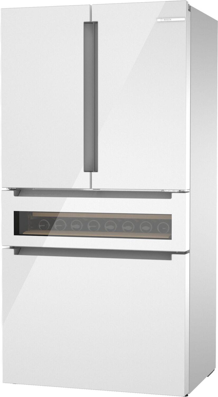 Bosch B36CL81ENW 800 Series, French Door Bottom Mount Refrigerator, Glass door, 36'', White, Total No Frost