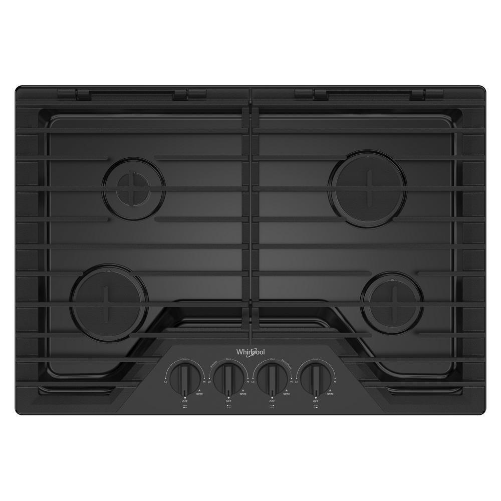 Whirlpool WCGK5030PB 30-inch Gas Cooktop with EZ-2-Lift™ Hinged Cast-Iron Grates