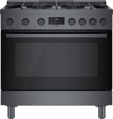Bosch HGS8645UC 800 Series, Gas freestanding range, 36'', Black stainless steel