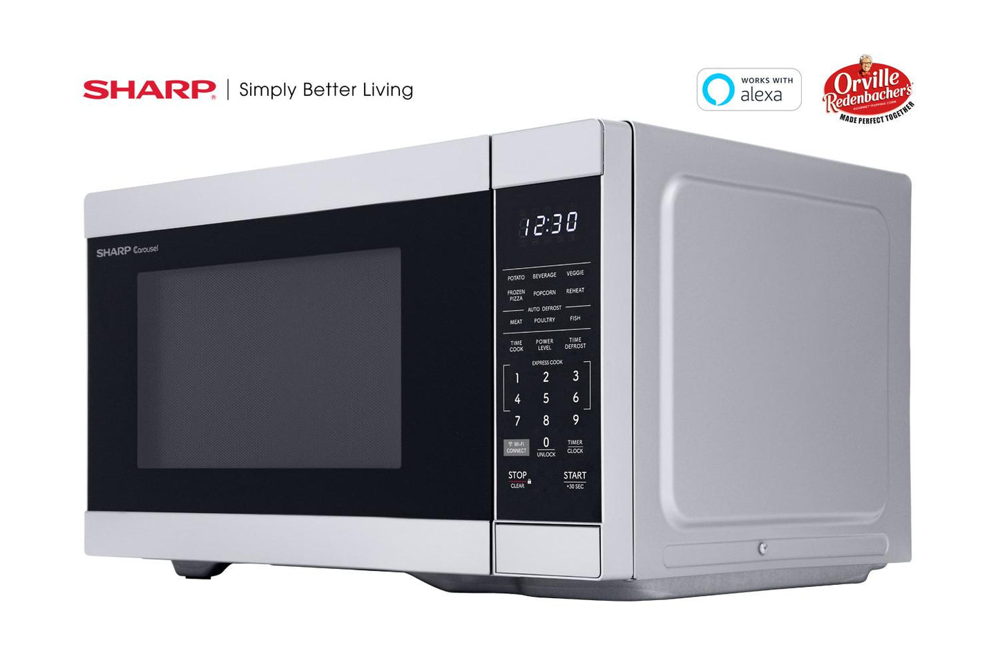 SMC1169KS Sharp 1.1 cu. ft. 1000W Smart Stainless Steel Countertop Microwave Oven