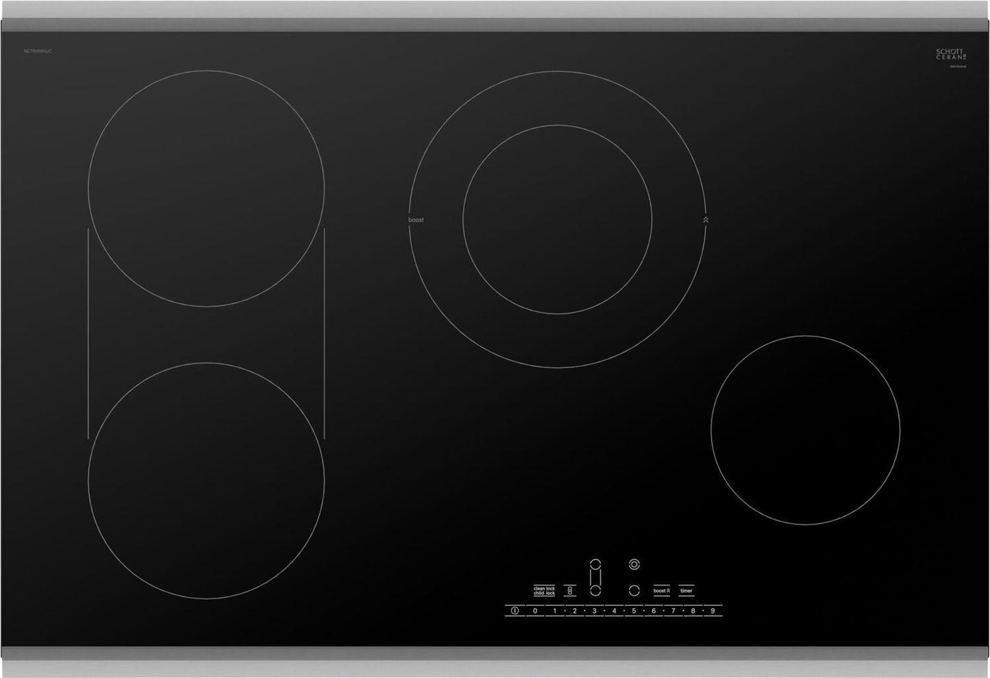 Bosch NET8069SUC 800 Series Electric Cooktop 30" Black, surface mount with frame
