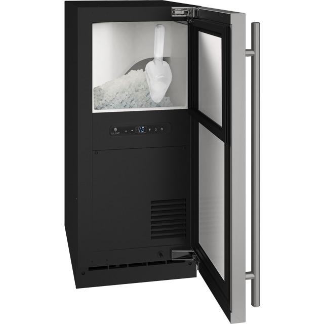 U-Line 1 Class 15" Nugget Ice Machine With Stainless Solid Finish and Field Reversible Door Swing, Pump Included (115 Volts / 60 Hz)