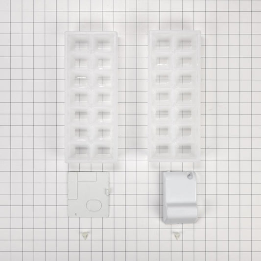 Kitchenaid W11412645 Ice Maker Removal Kit, with (1) plastic closure, (3) hole plugs, (1) evaporator cover, (1) tube fitting cover and (2) ice trays