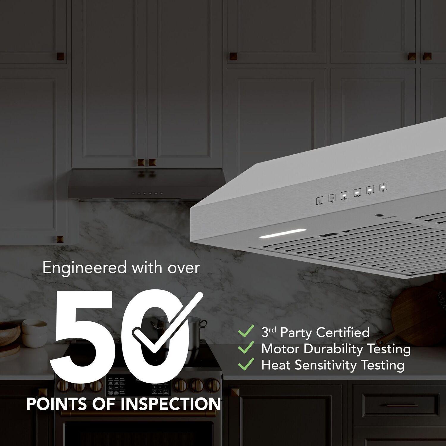 Broan GLA3364SS Glacier 36-Inch 490 MAX Blower CFM 1.0 Sones Stainless Range Hood