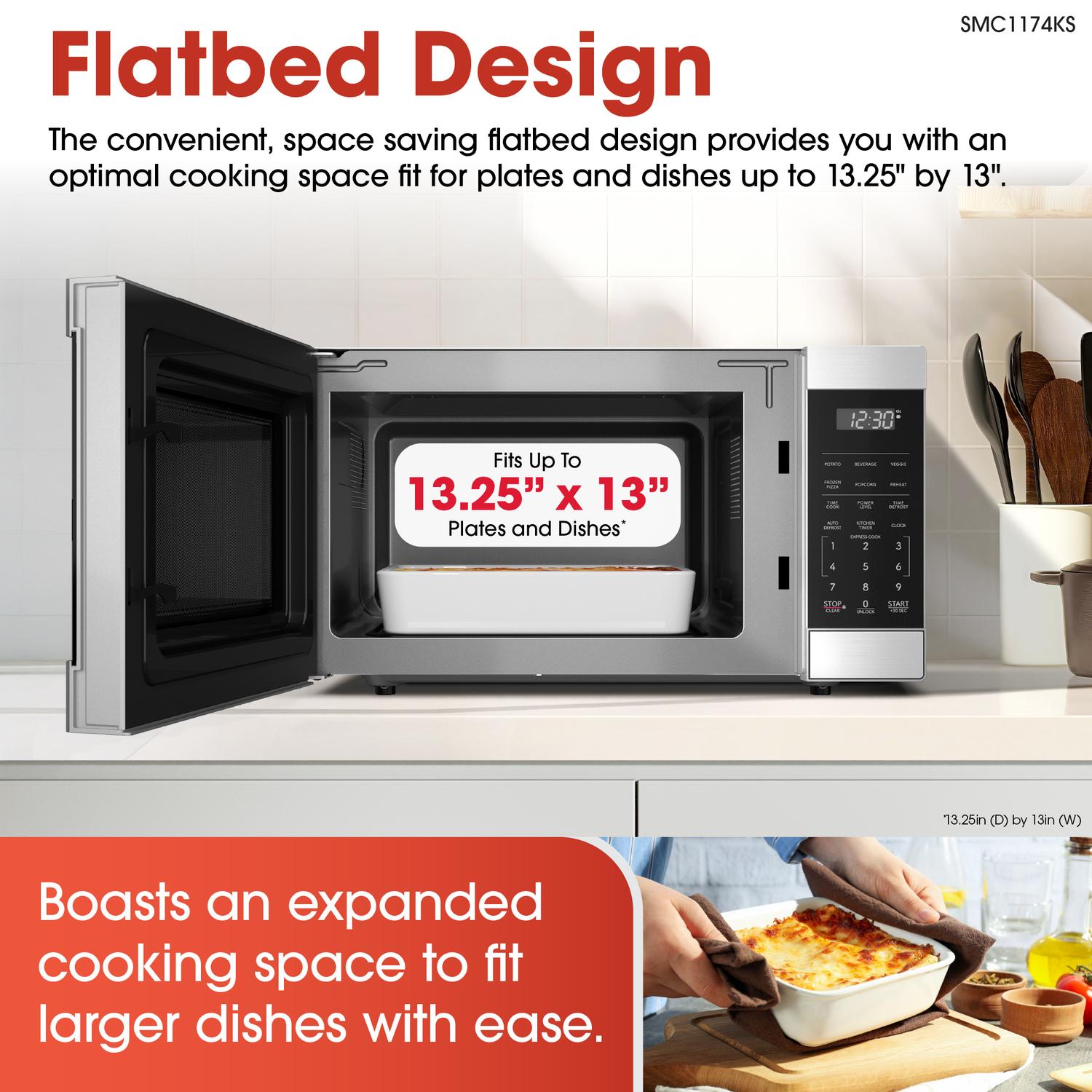 SMC1174KS Sharp 1.1 cu. ft. 1100W Flatbed Countertop Microwave Oven with Inverter Technology