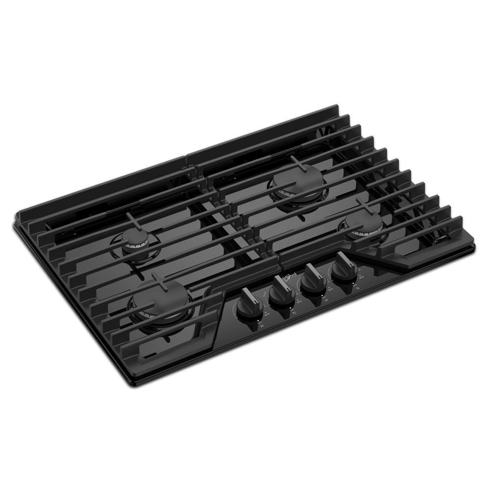 Whirlpool WCGK5030PB 30-inch Gas Cooktop with EZ-2-Lift™ Hinged Cast-Iron Grates