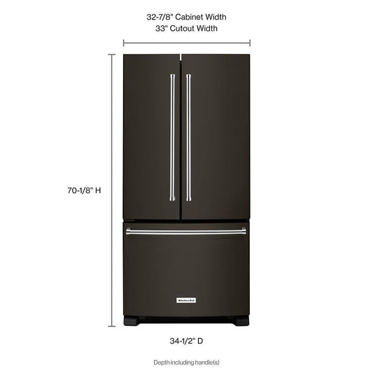 Kitchenaid KRFF302EBS 22 cu. Ft. 33-Inch Width Standard Depth French Door Refrigerator with Interior Dispense and PrintShield™ Finish