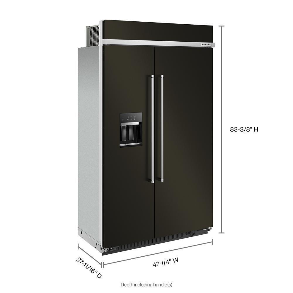Kitchenaid KBSD708MBS 29.4 Cu. Ft. 48" Built-In Side-by-Side Refrigerator with Ice and Water Dispenser