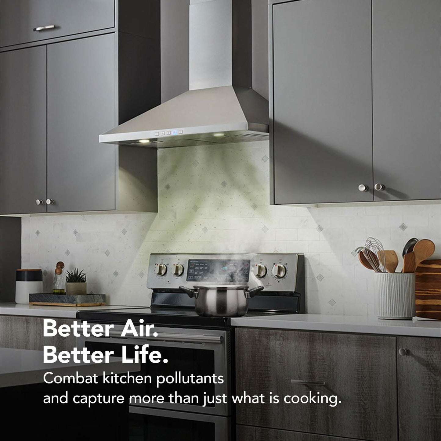 BWP1304SS Broan® 30-Inch Convertible Wall-Mount Pyramidal Chimney Range Hood, 450 Max CFM, Stainless Steel