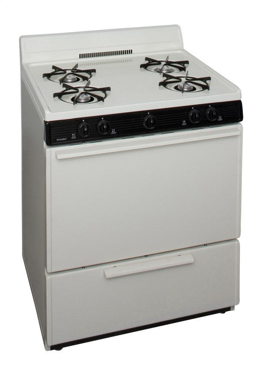 Premier SFK100TP 30 in. Freestanding Gas Range in Biscuit