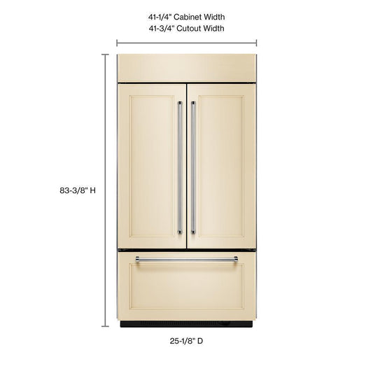 Kitchenaid KBFN502EPA 24.2 Cu. Ft. 42" Width Built-In Panel Ready French Door Refrigerator with Platinum Interior Design