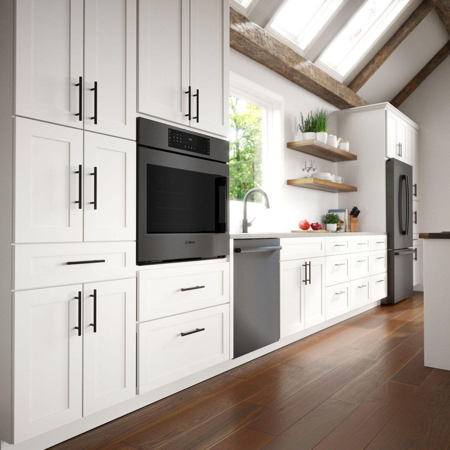 Bosch HBL8444LUC 800 Series Single Wall Oven 30" Left SideOpening Door, Black Stainless Steel