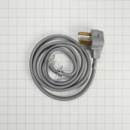 Kitchenaid 8171378RC 6' Gray Electric Dryer Power Cord with 30-amp, 3-Wire, right-angle plug, and adjustable strain relief bracket