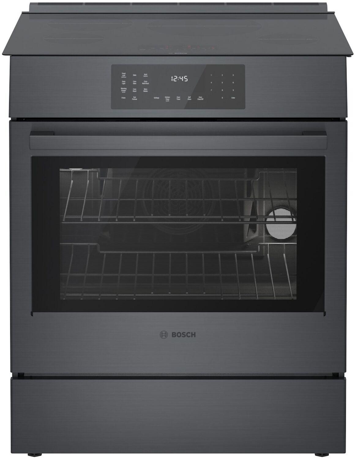 Bosch HII8047U 800 Series Induction Slide-in Range 30" Black Stainless Steel