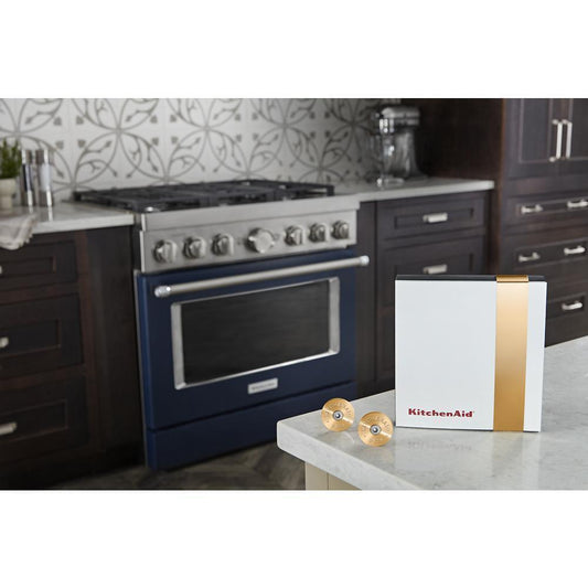 Maytag W11368841NE KitchenAid Commercial-Style Range Handle Medallion Kit - Gold (Includes Two Medallions, Screws, and One 1/8-IN Hex Wrench)
