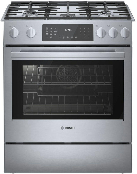 Bosch HDI8056U 800 Series, Dual fuel slide-in range, 30'', Stainless steel