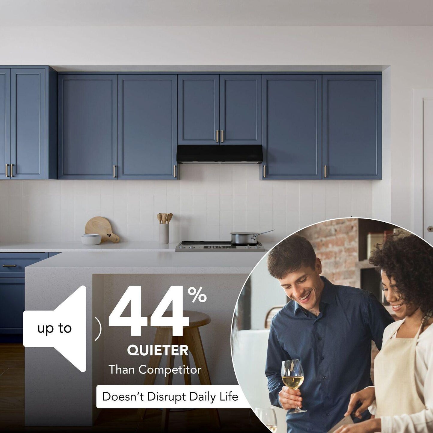 Broan GLA1363BL Glacier 36-Inch 350 MAX Blower CFM 1.5 Sones Black Range Hood