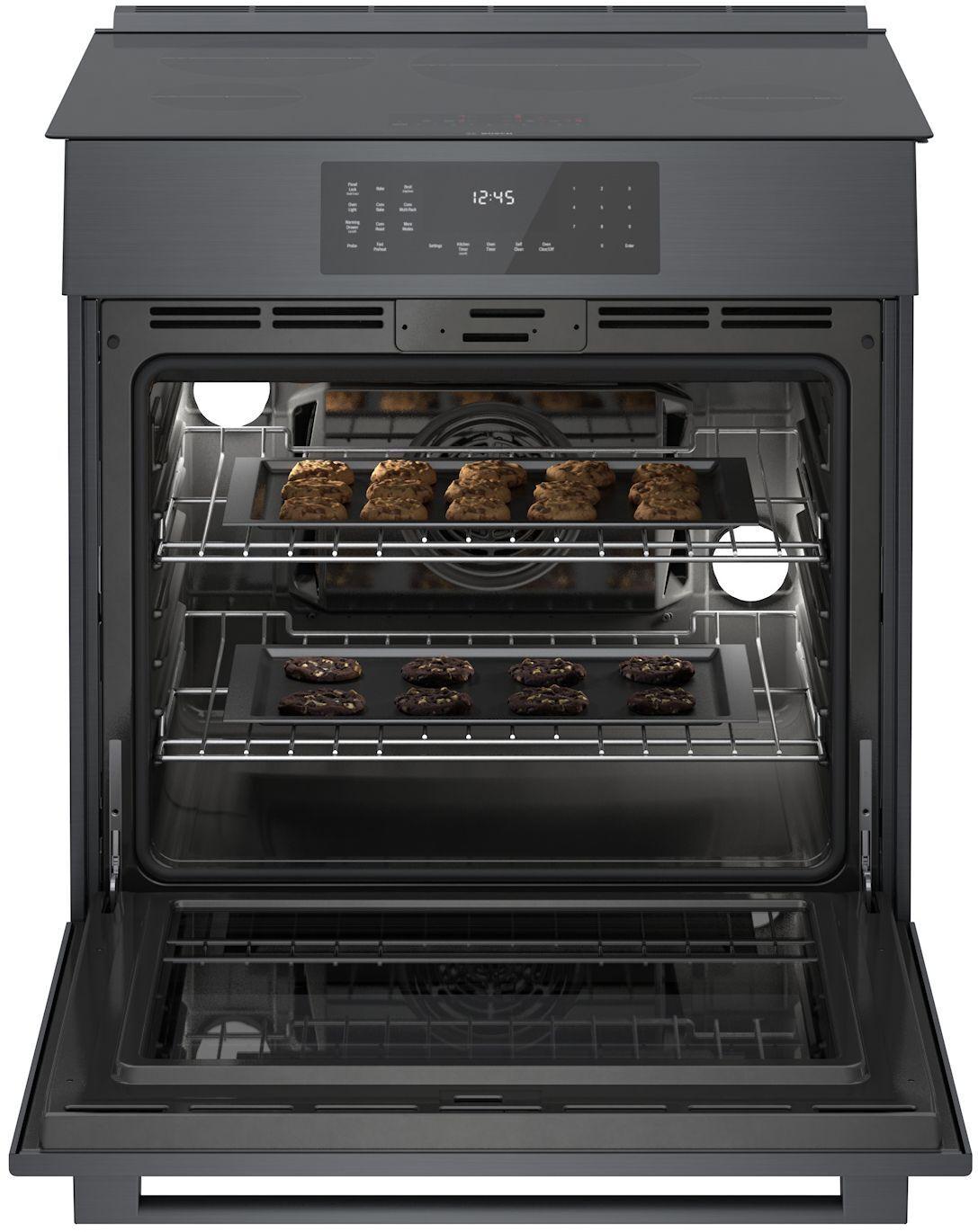 Bosch HII8047U 800 Series, Induction slide-in range, 30'', Black stainless steel