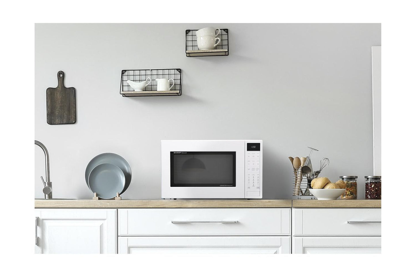 SMC1585KW Sharp 1.5 cu. ft. 900W White Convection Countertop Microwave Oven