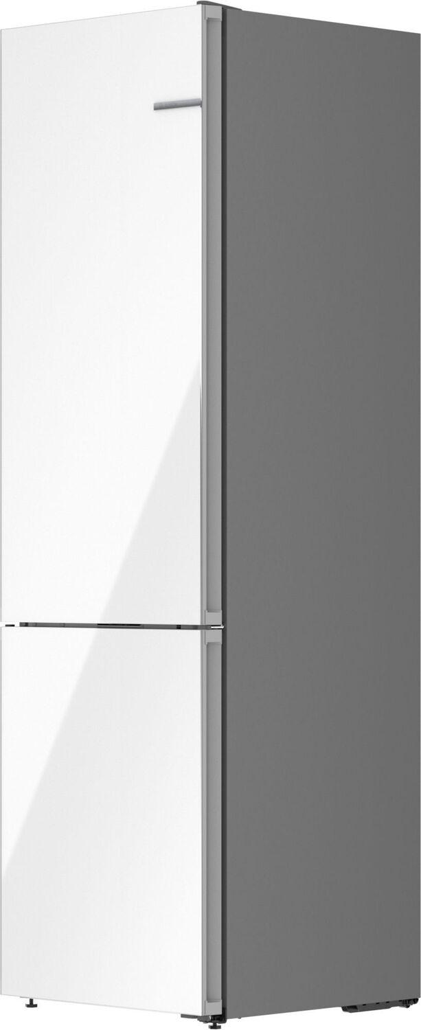 Bosch B24CB80ESW 800 Series, free-standing fridge-freezer with freezer at bottom, glass door, 24'', White, Total No Frost