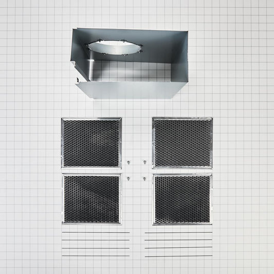 Kitchenaid W11430925 Range Hood Wall Recirculation Kit with 2 Charcoal Filters, 4 Clips, and a Deflector Damper - Silver