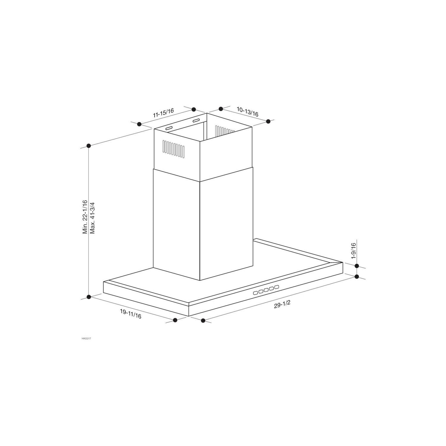 BWT1304SS Broan® 30-Inch Convertible Wall-Mount T-Style Chimney Range Hood, 450 Max CFM, Stainless Steel