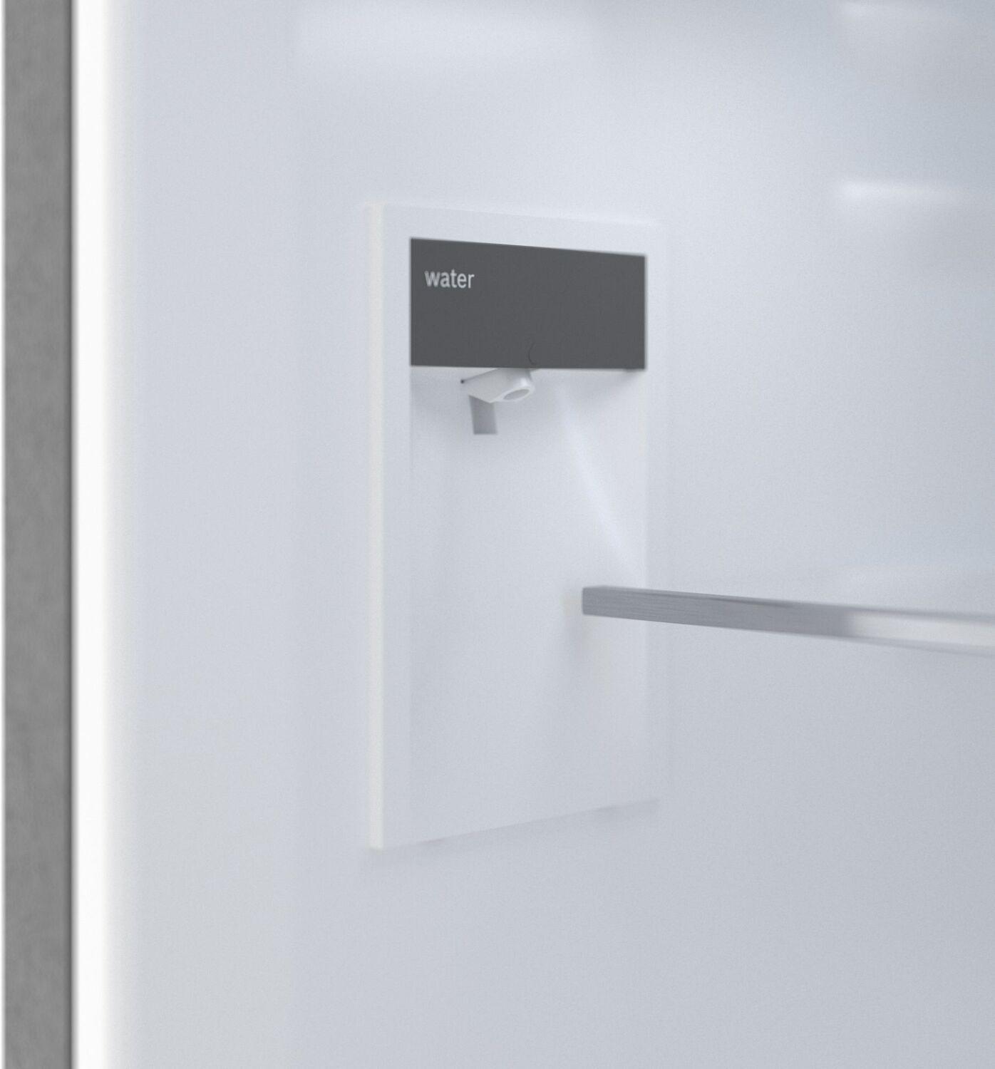 Bosch B24CB80ESW 800 Series, free-standing fridge-freezer with freezer at bottom, glass door, 24'', White, Total No Frost