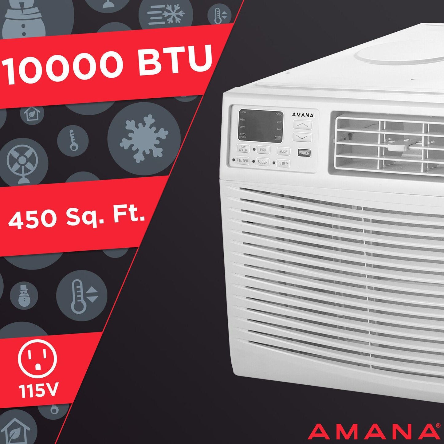 10,000 BTU 115V Window-Mounted Air Conditioner with Remote Control