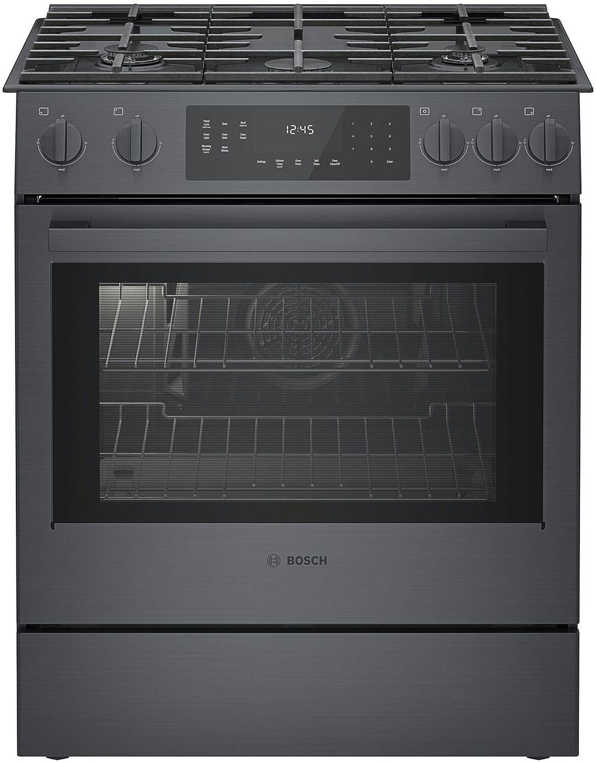 Bosch HGI8046UC 800 Series, Gas slide-in range, 30'', Black stainless steel