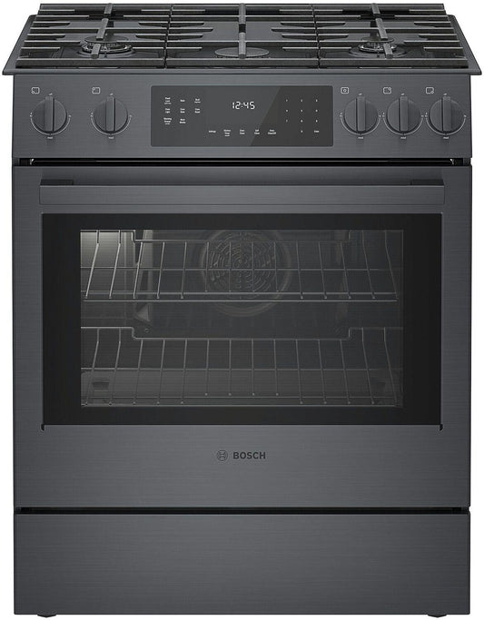Bosch HGI8046UC 800 Series, Gas slide-in range, 30'', Black stainless steel